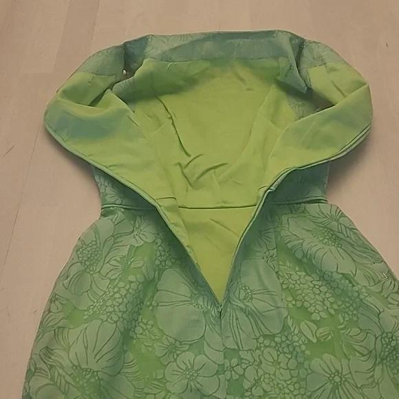 LIKE NEW VTG 1960s Handmade Mod Bright Green Go-go Floral Print Mini Dress - Picture 11 of 17